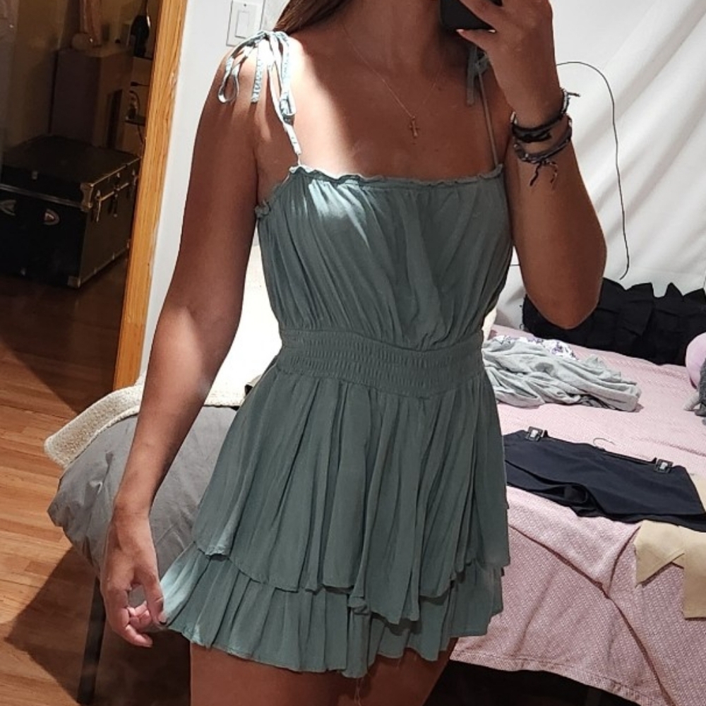 Blue Ruffle Romper - Picture 2 of 6